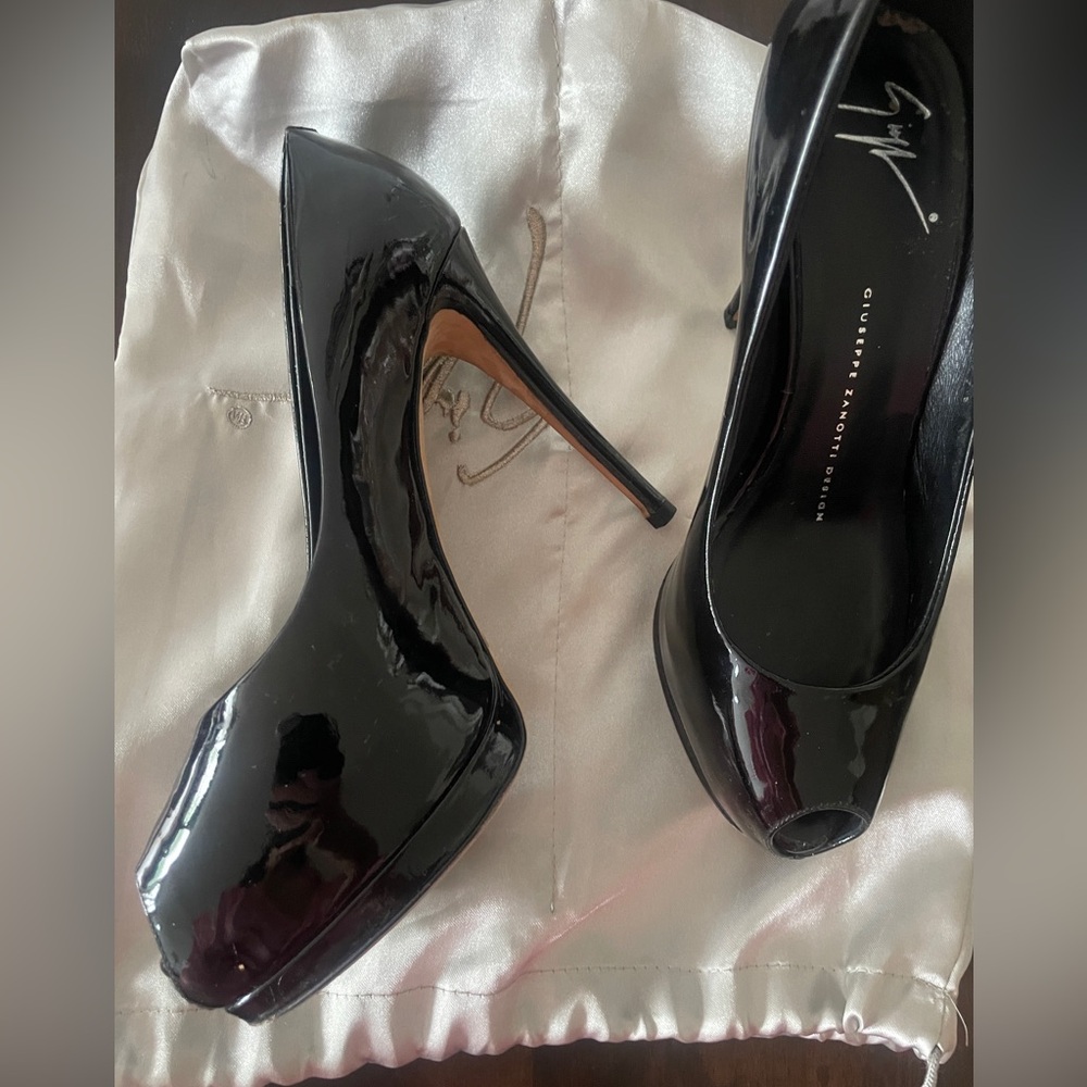 Giuseppe Zanotti Black High Gloss Heels